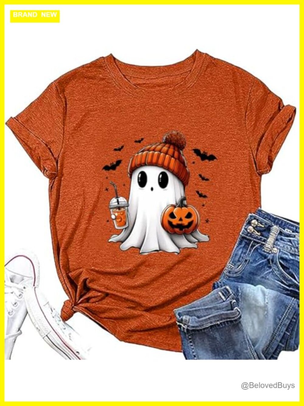 Women Halloween Coffee Graphic T-Shirt Crew Neck Short Sleeve Fall Tee